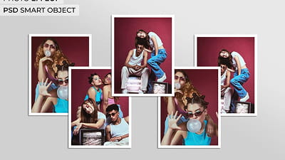 Polaroid photos on wood